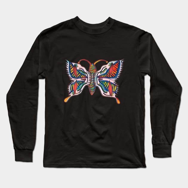 Dead & Co Steal Your Face Butterfly Hand drawn ArtfulNW Long Sleeve T-Shirt by Artful Dead